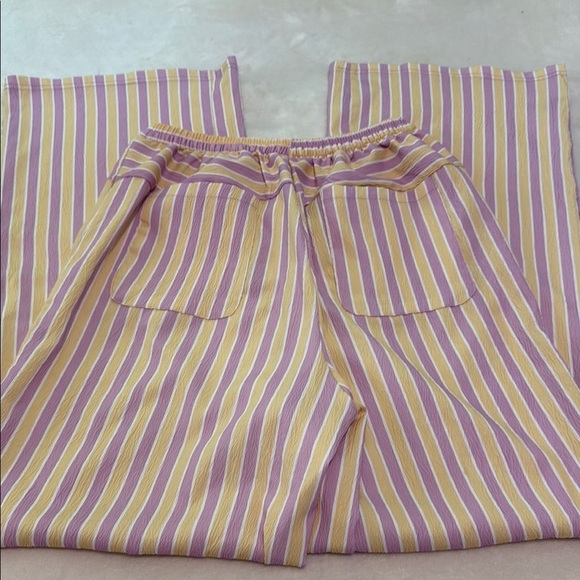 Striped Lavender and Yellow Wide Leg Lounge Pants - Picture 4 of 13